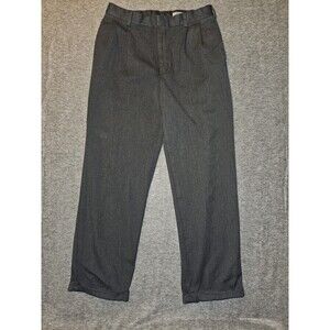 Vintage Eddie Bauer Wool Pants Men's 31 Black Straight Pleated Cuffed Workwear